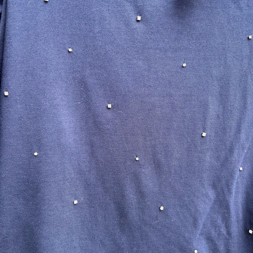 Chico’s Navy Blue Rhinestone Long Sleeve Shirt Silver Size 0 Small NWT - Picture 5 of 9